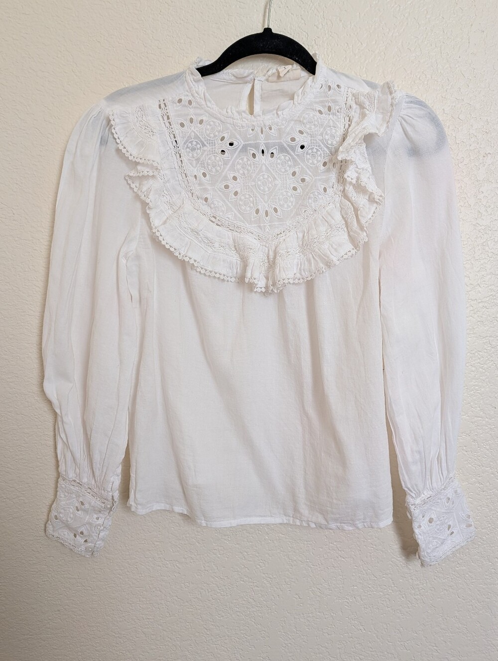 NWT Ana Victorian High Neck Lace White Blouse Size Small Romantic Feminine